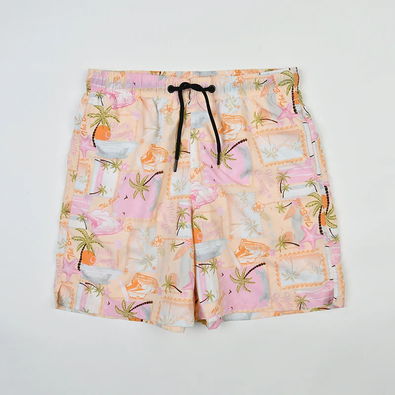 Coral Pink Tree Printed Board Shorts