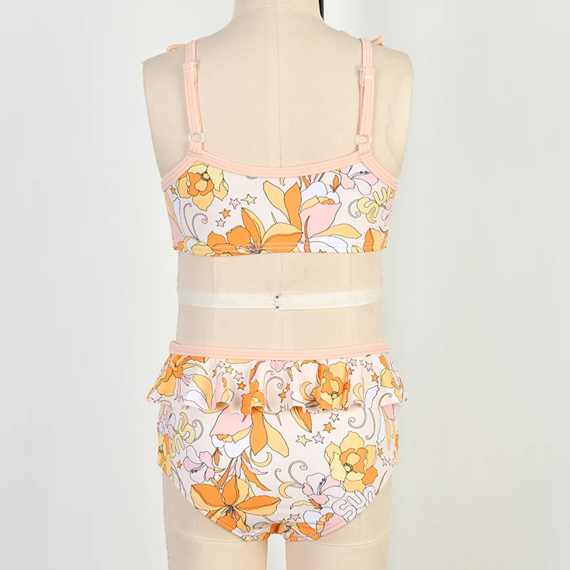 Girls Floral Bikini Set with Ruffles