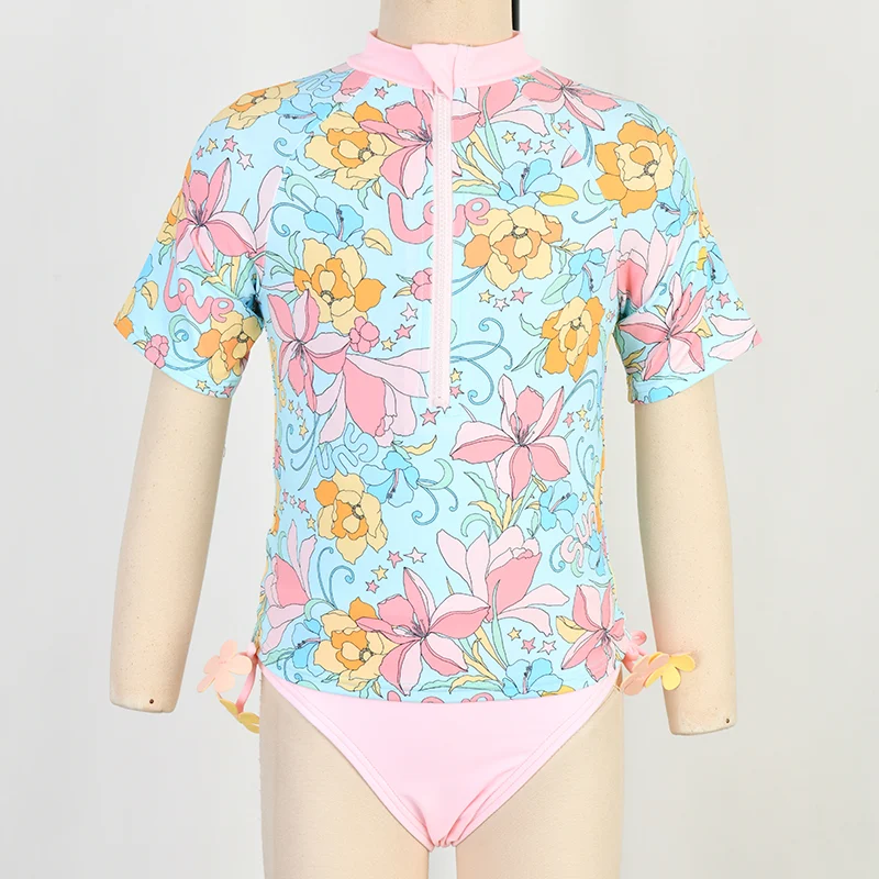 Girls' Floral Short Sleeve Swim Set