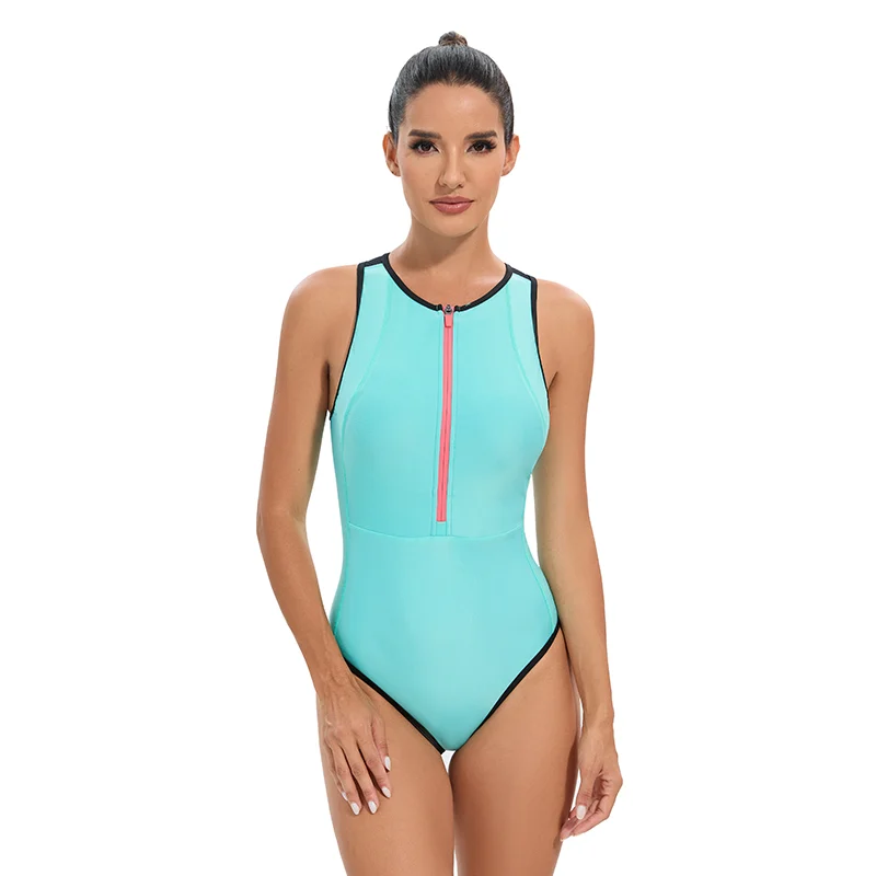 High Neck Sleeveless Sporty Swimsuit