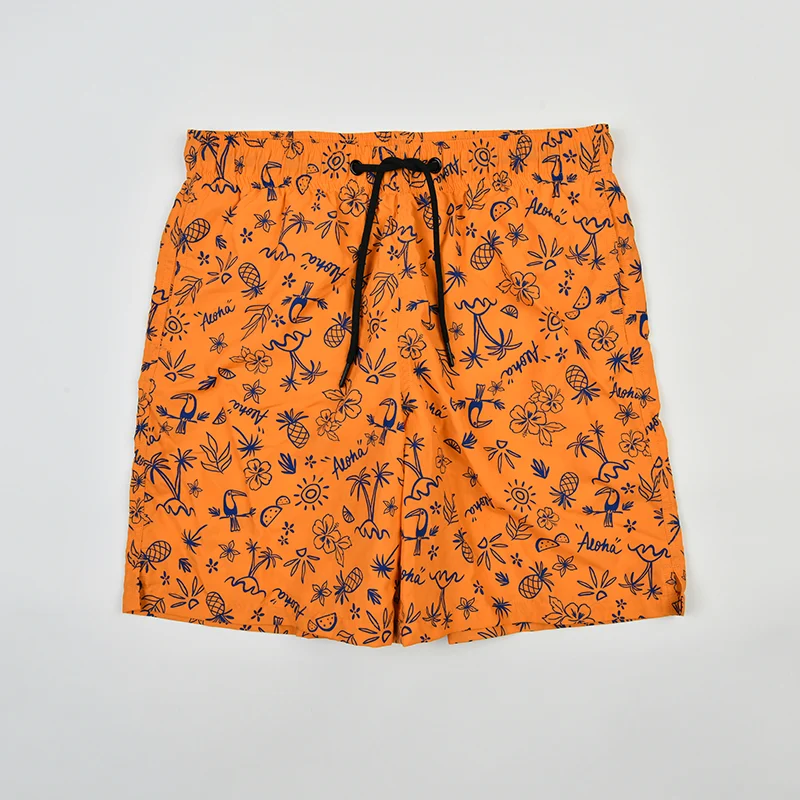 Orange Pienapple Printed Board Shorts