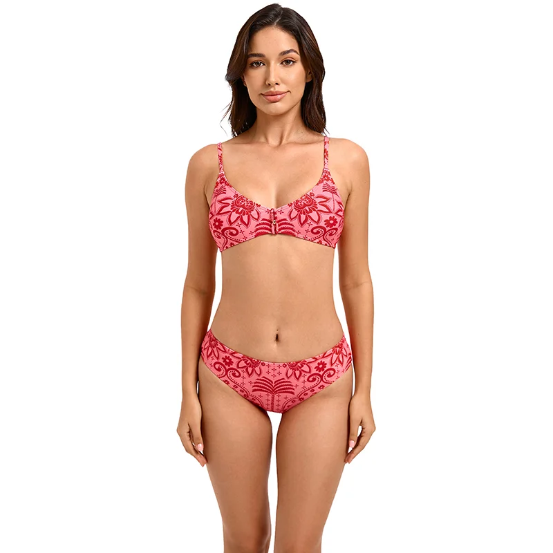 Placement Print Removable Cup Bikini Set