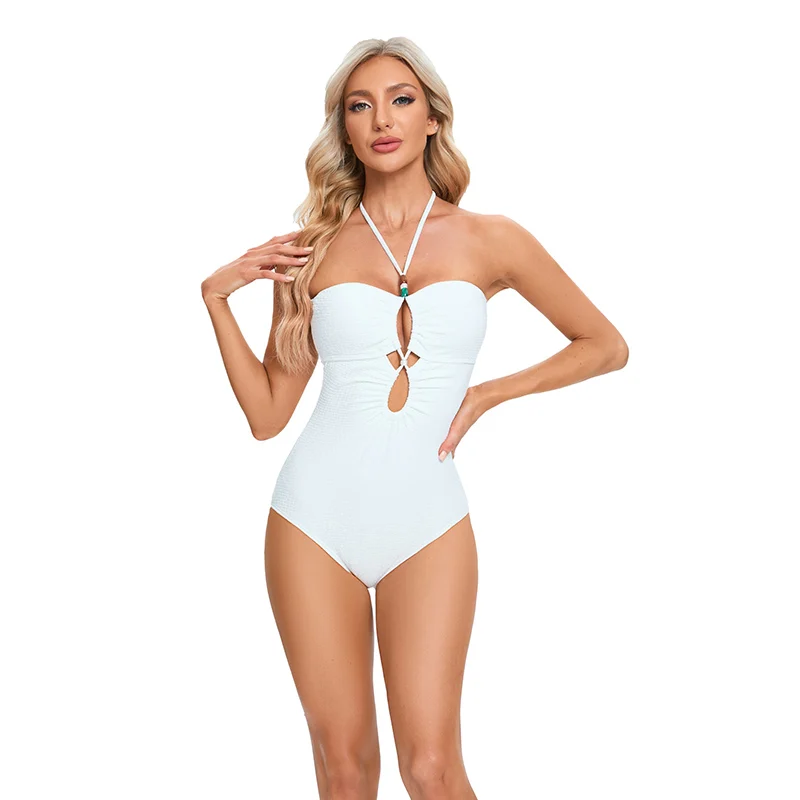 Strappy Halter Neck One Piece Swimsuit